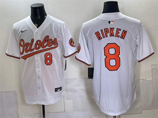 Men's White Baltimore Orioles #8 Cal Ripken Jr. 2025 Home Limited Stitched Baseball Jersey